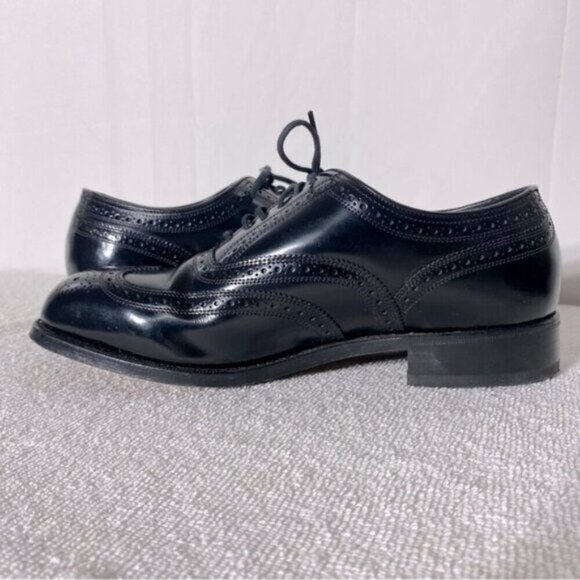 Vintage Florsheim Black Leather Lexington Wingtip Oxford Lace Up Dress Shoes 8.5 - Picture 10 of 12